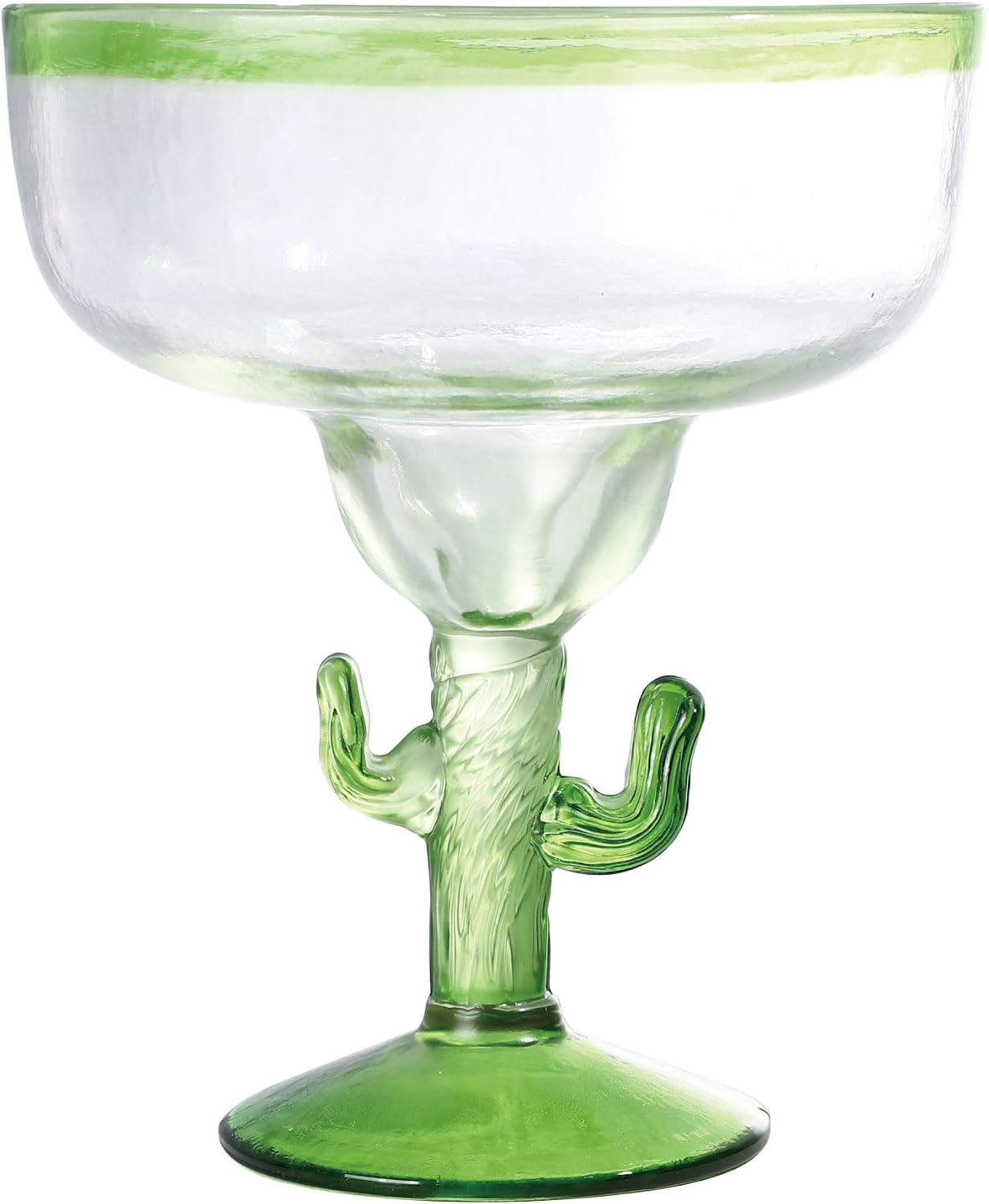 Supreme Housewares Cactus Margarita Glasses, Durable BPA-Free Acrylic Drinkware, Shatter-Proof and Reusable, Green, 18 oz, Set of 2