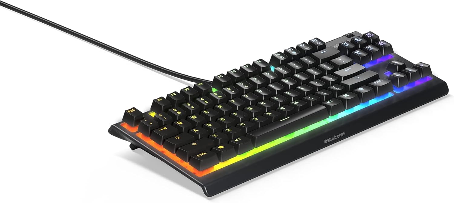 SteelSeries Apex 3 TKL RGB Gaming Keyboard – Tenkeyless Compact Form Factor - 8-Zone RGB Illumination – IP32 Water & Dust Resistant – Whisper