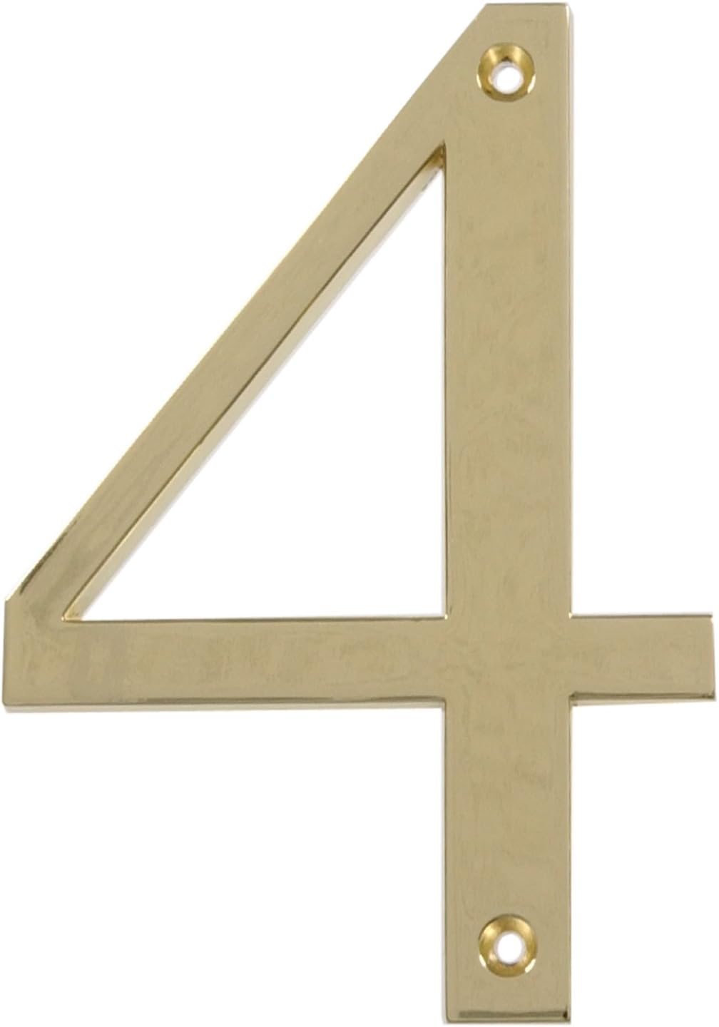 Distinctions 843154 House Number 4, Polished Brass Zinc Flush Mount Address Number, Modern Outdoor Address Sign for Front Door, Mailbox, Wall