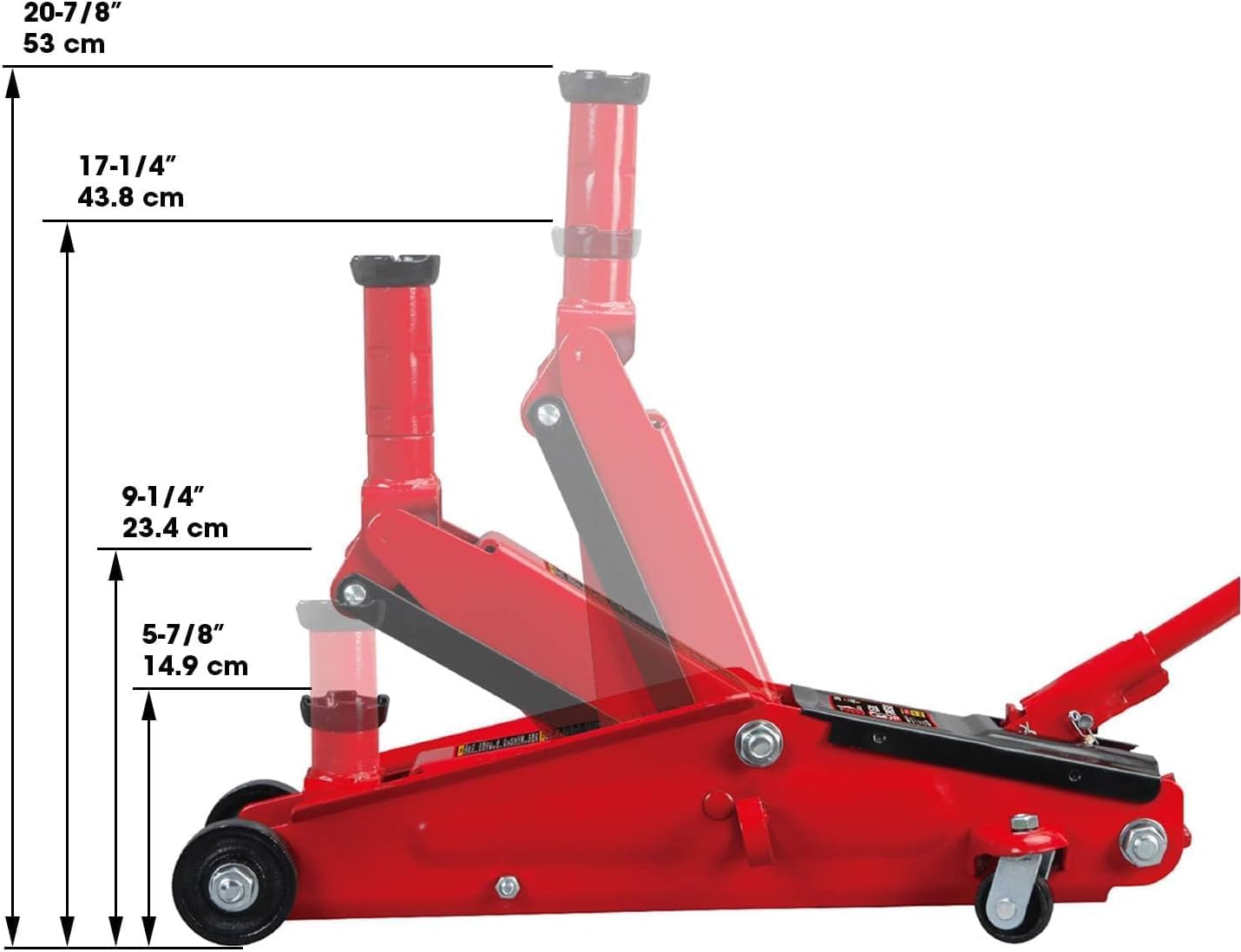 BIG RED AT84007R Torin Hydraulic Low Profile Service/Floor Jack with Dual Piston Quick Lift Pump, 4 Ton (8,000 lb) Capacity, Red