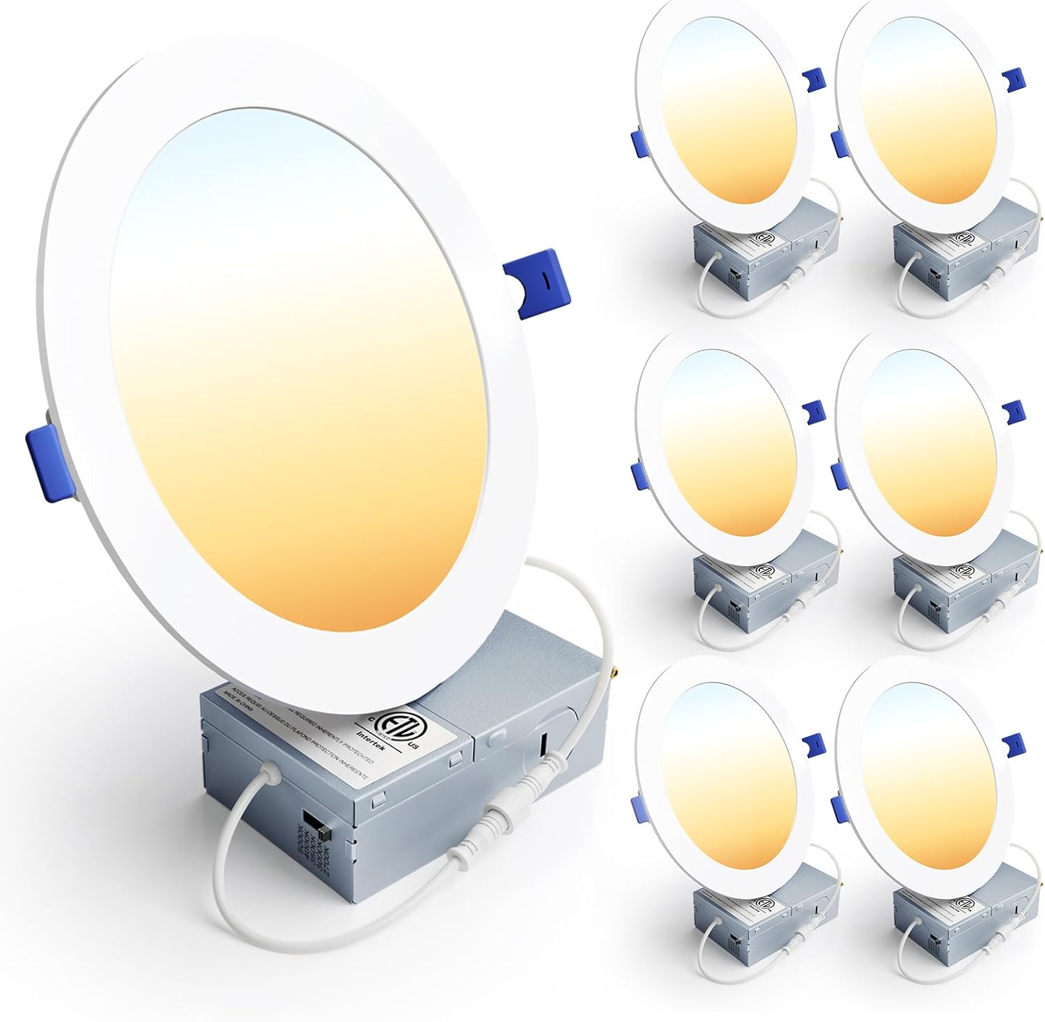 Ensenior 6 Pack 6 Inch LED Recessed Light, 5CCT Dimmable Canless Wafer