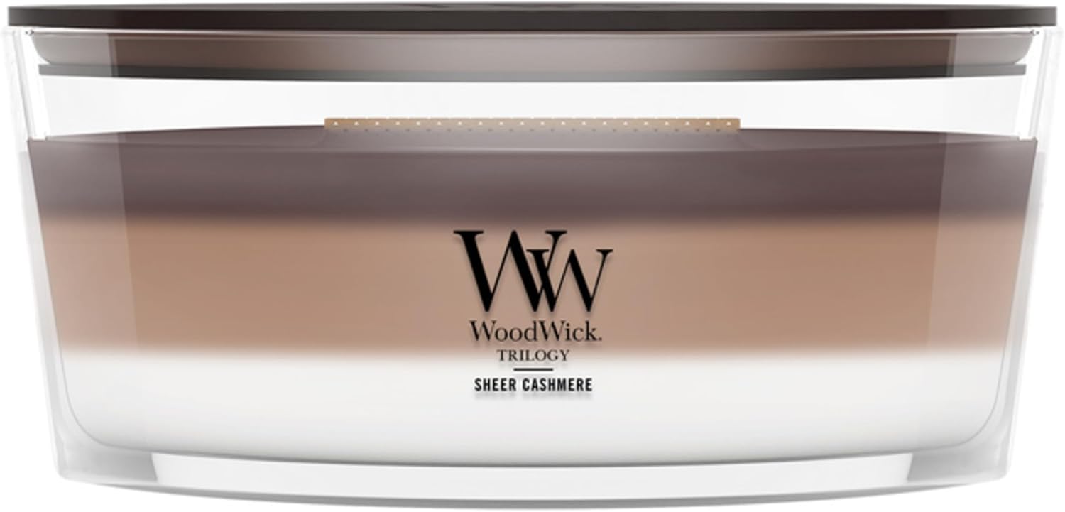 WoodWick Café Sweets Trilogy Holiday Candle Gifts for Women and Men, 9.7 oz Medium Hourglass Trilogy Candle with Crackling Wick