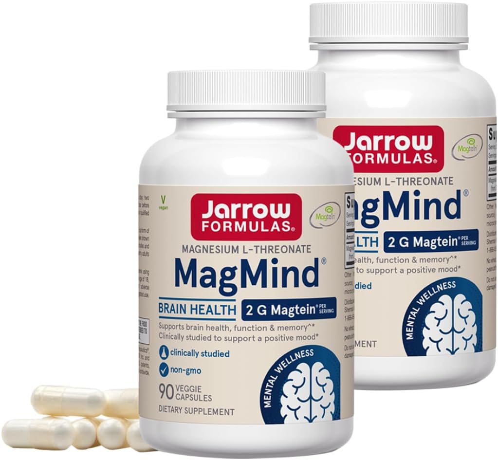 Jarrow MagMind Magtein Magnesium L-Threonate, 90 Capsules | Magnesium Supplement, Brain Supplements For Memory Support, Veggie Capsules, 30 Day Supply