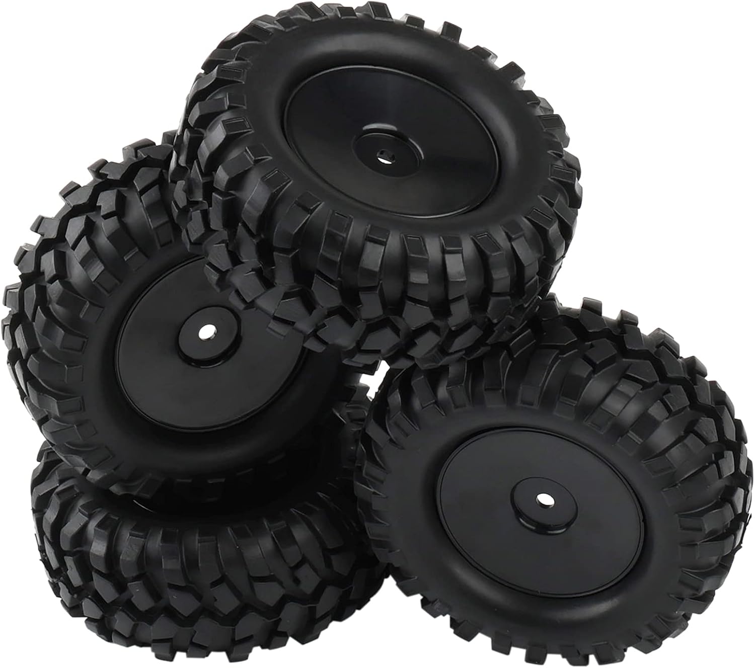 4PCS 1:10 RC Tires Rock Crawler Hex 12mm Hard Dish Wheels Rim | Rubber Tires, For Trail Finder 2, Gelande II, CR12 CC01 MST CMX, Trailer Tires