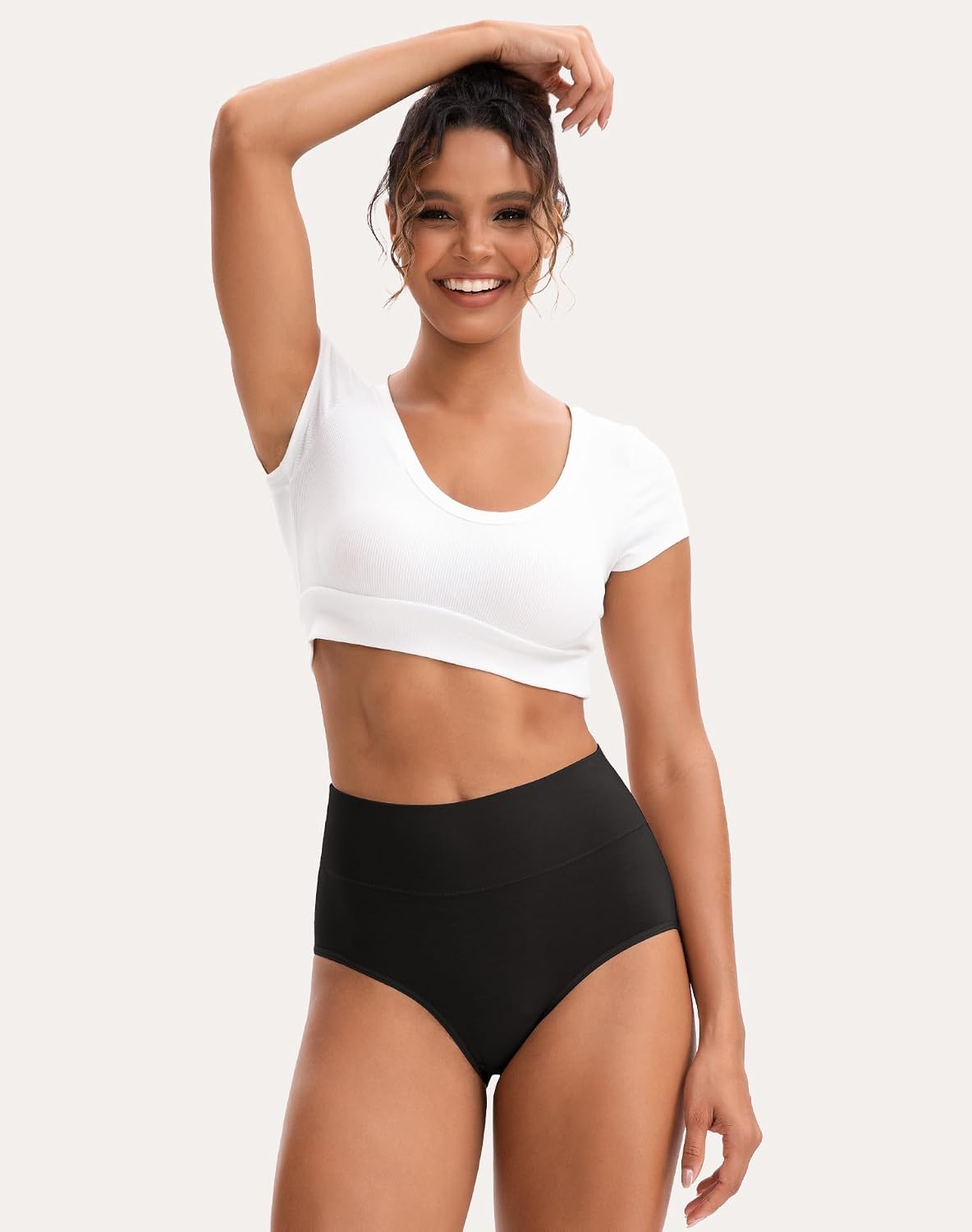 INNERSY Women's High Waisted Underwear Cotton Panties Regular & Plus Size 5-Pack