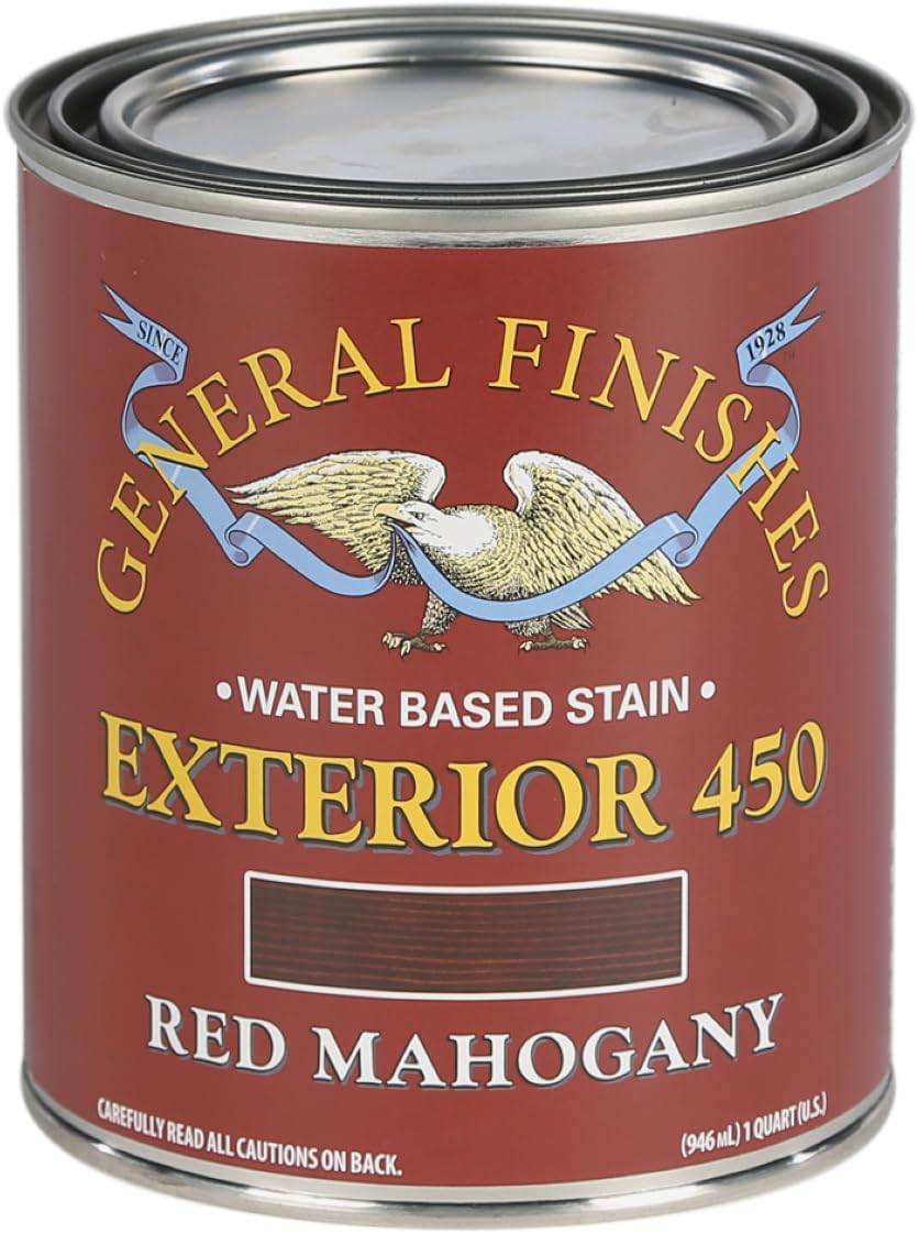 General Finishes Exterior 450 Water Based Wood Stain, 1 Quart, Cedar