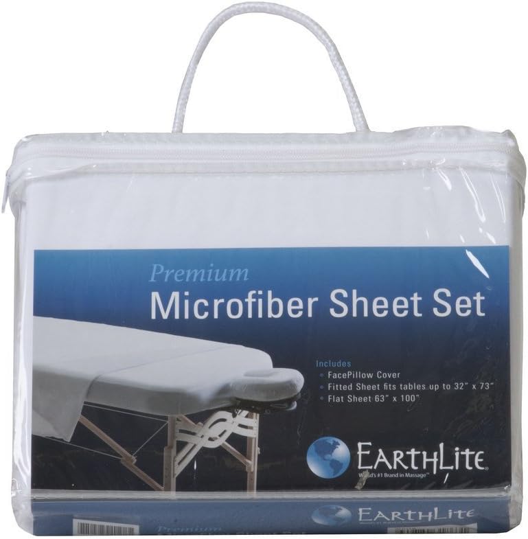 EARTHLITE Premium Microfiber Massage Sheet Set - Silky, Wrinkle Resistant, Quick Drying, 3piece Set (Fitted, Top, Face Pillow Cover)