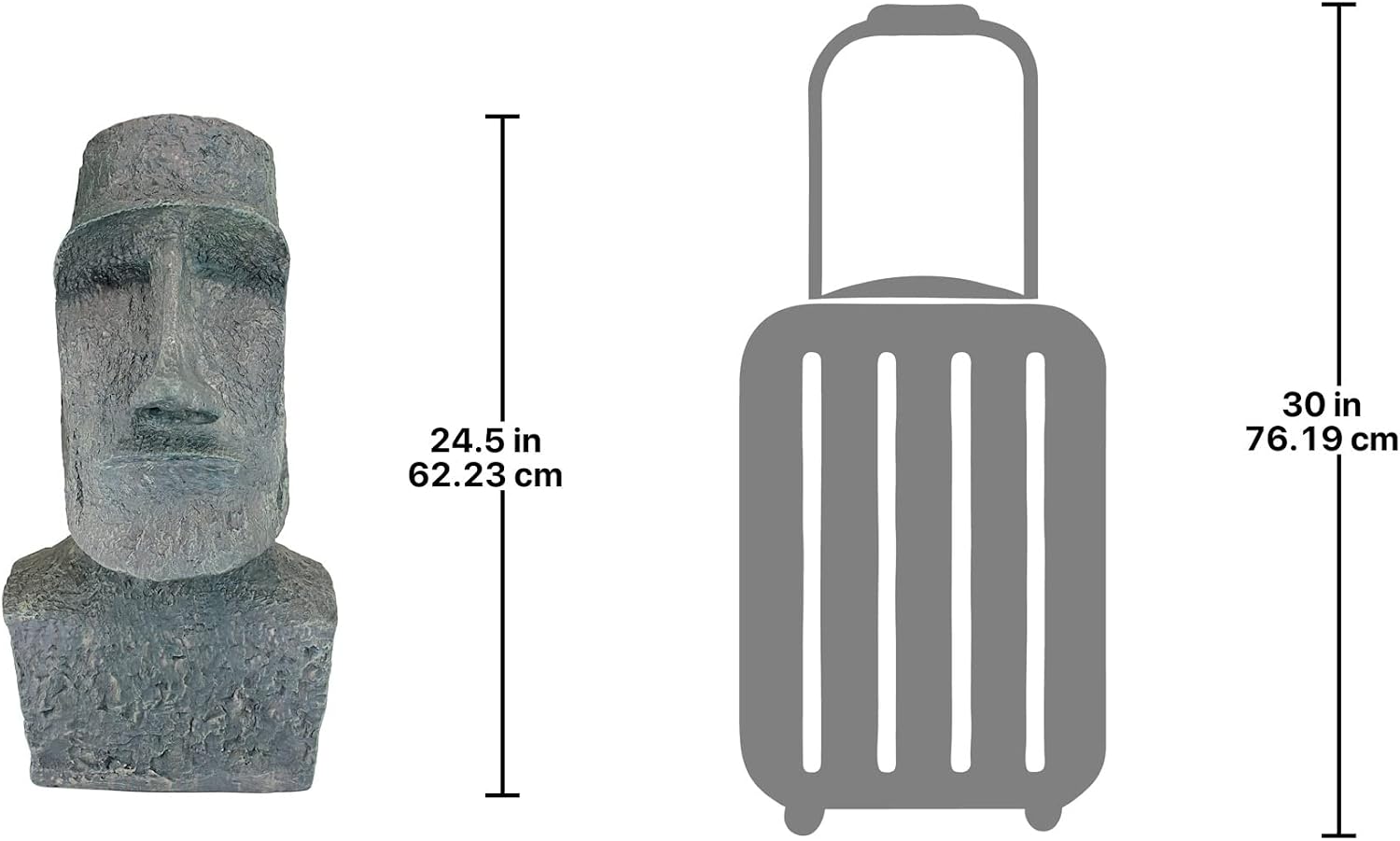 Design Toscano Easter Island Ahu Akivi Moai Monolith Garden Statue, Extra Large, 32 Inch, Cast Stone Resin, Grey Stone