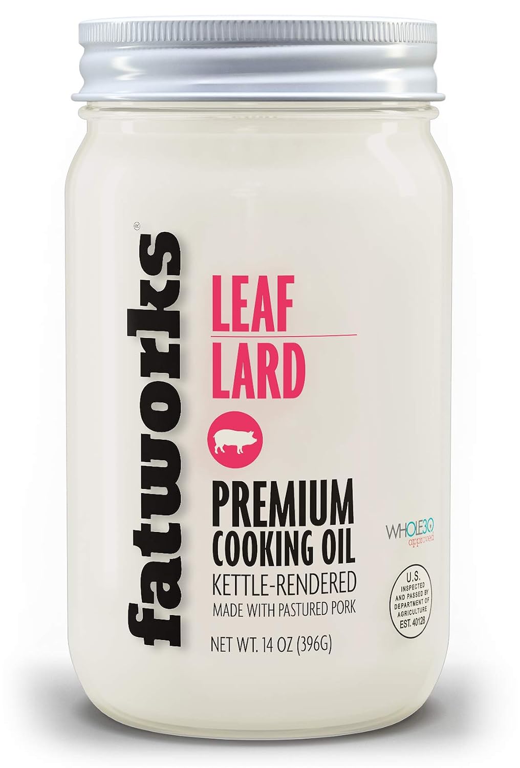 Fatworks Pasture Raised Leaf Lard for Baking, Baker's Lard, 14 oz | Artisanally Rendered, Traditional & Gourmet Baking, Sauteeing, Frying, WHOLE30 APPROVED, KETO, PALEO