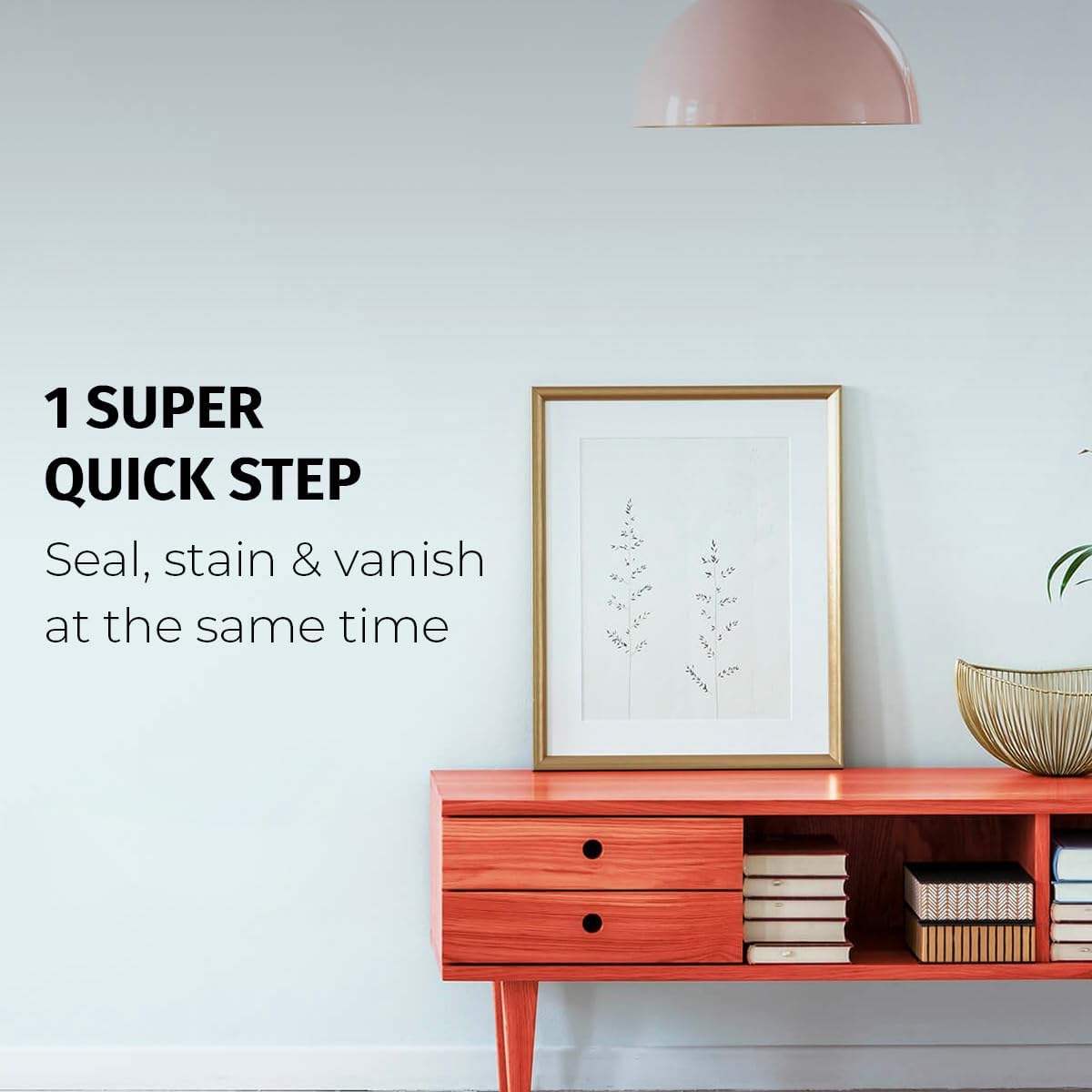 SamaN Interior One Step Wood Seal, Stain and Varnish – Oil Based Odorless Dye - Protection for Furniture and Fine Wood (Cedar SAM-303, 8 oz)