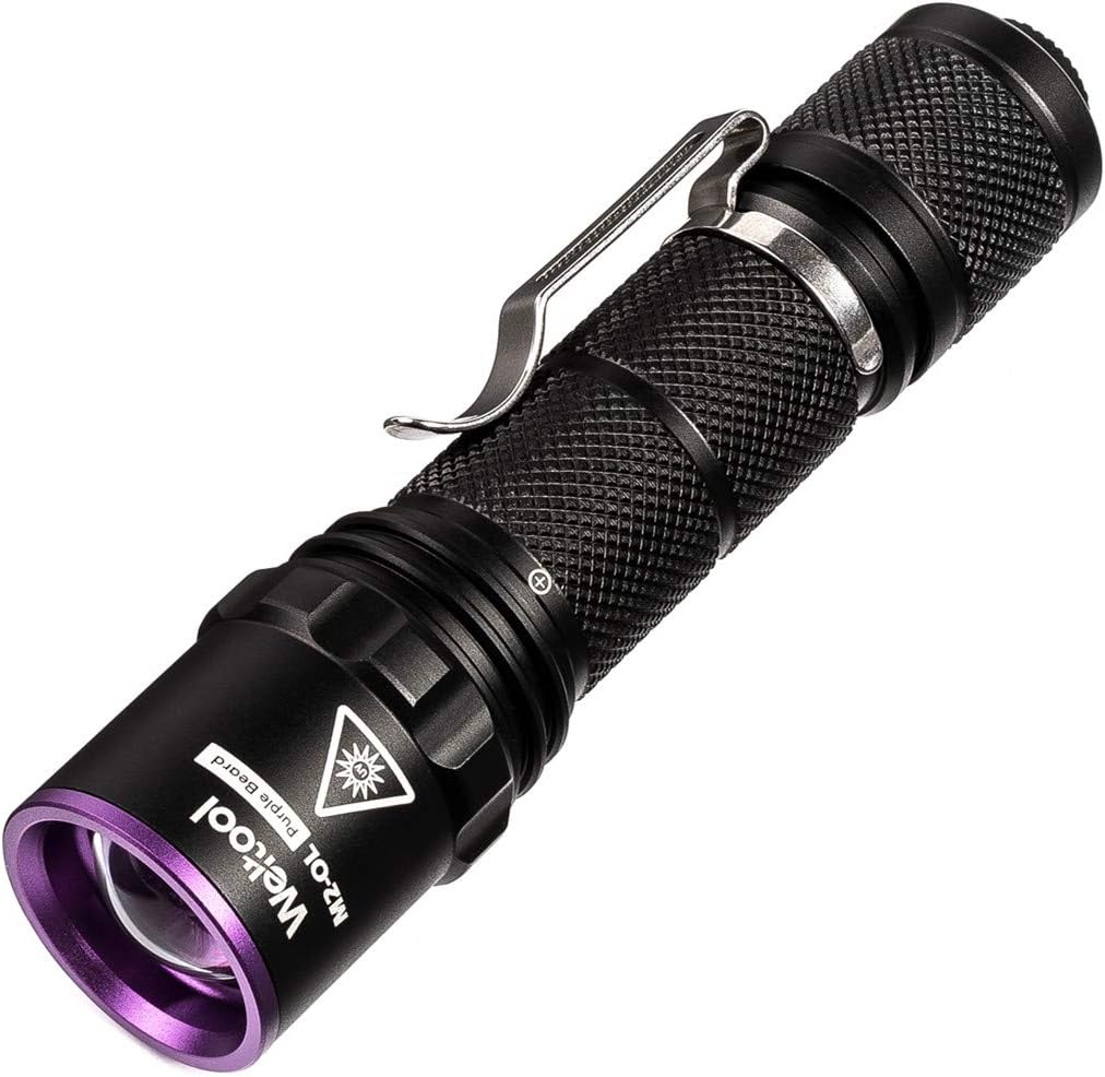 Weltool Professional UV Flashlight 365nm Black Light Max. 2060mW High Power for Glue Curing, AC Leak Detector, Rocks and Mineral Glowing, Pet Urine Detector, Non Destructive Testing