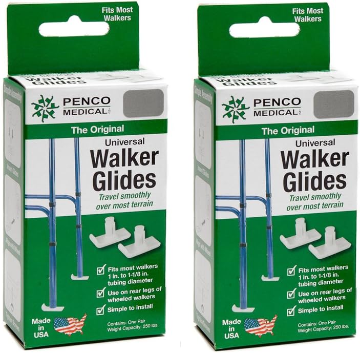 Penco Medical Universal Walker Glides - Silver Gray - 1 Pair