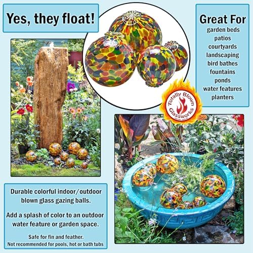 Totally Blown Glassworks Pond Float. Handmade Blown Glass, Garden Gazing Ball, Table Centerpiece