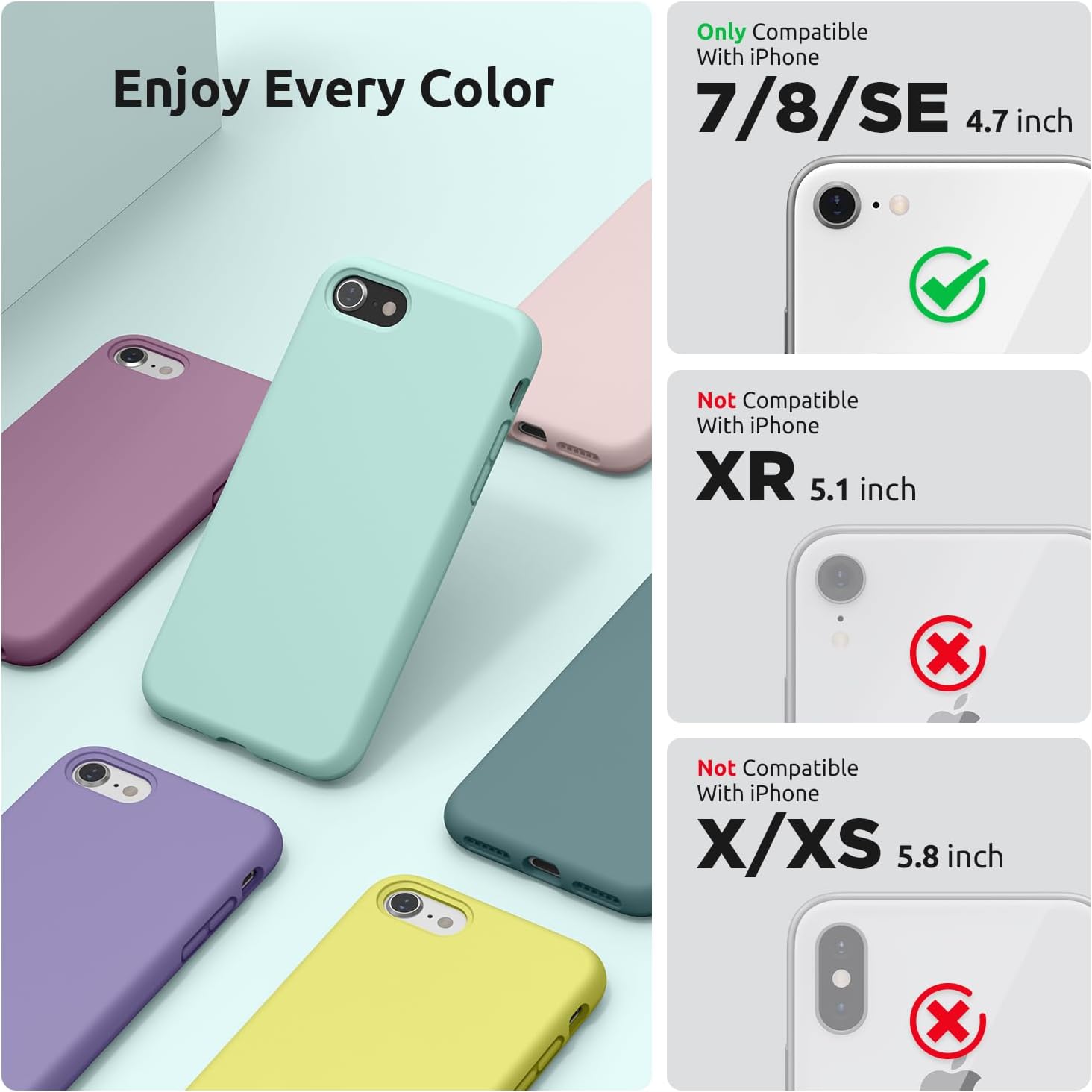 SURPHY Designed for iPhone SE Case, iPhone 8 Case, iPhone 7 Case, Liquid Silicone Phone Case for iPhone se 3rd 2nd SE 2022 SE 2020, Blue