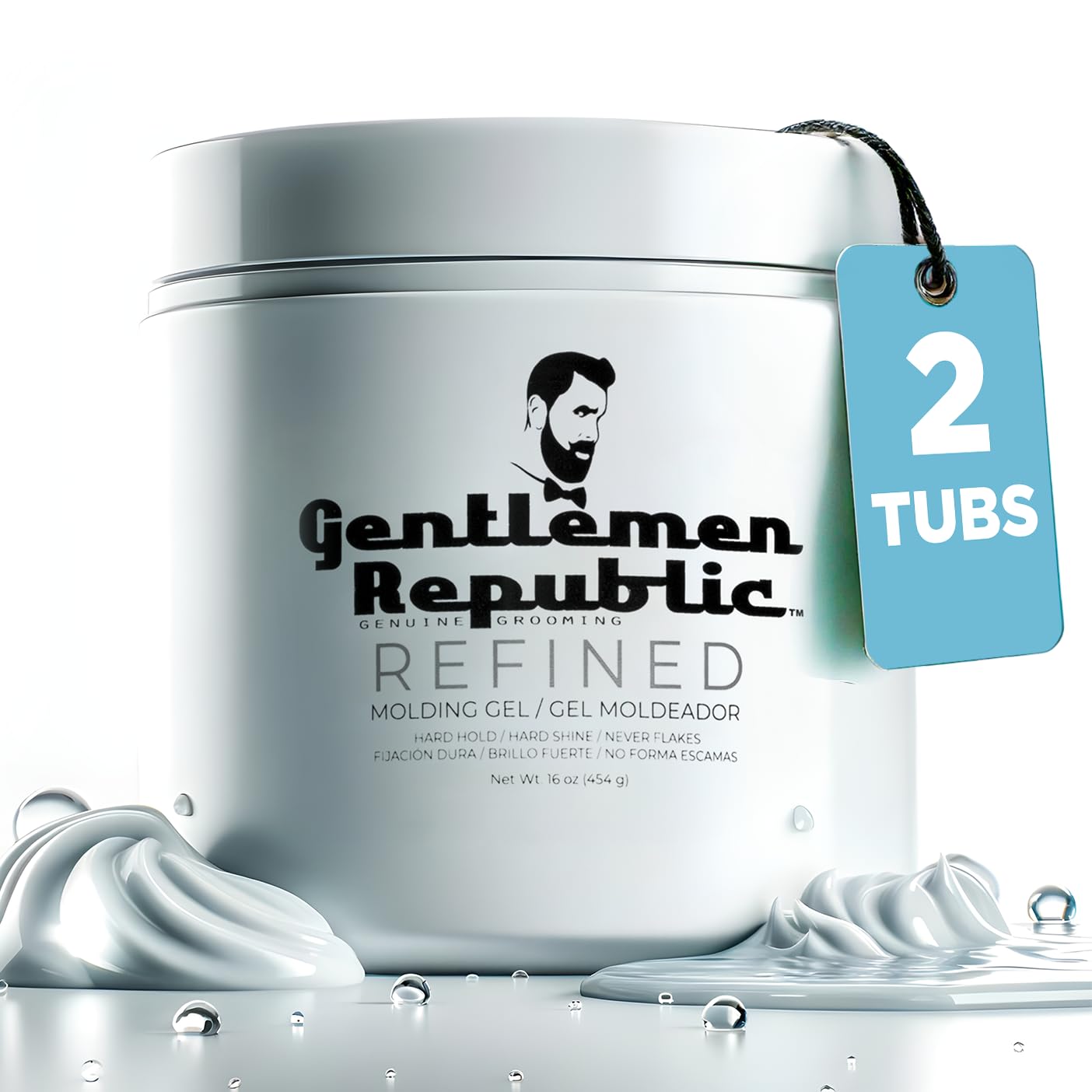 Gentlemen Republic 8oz Refined Hair Gel, 24 Hour Shine and Hold | Humidity resistant, alcohol-free formula that never flakes — professional hold made in the USA
