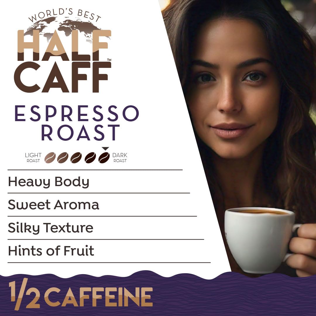 World's Best Half Caff Dark Roast Coffee Pods 100ct Keurig Compatible | 100% Arabica Coffee Single Serve Capsules & Pods Compatible with Keurig K-Cup Coffee Makers