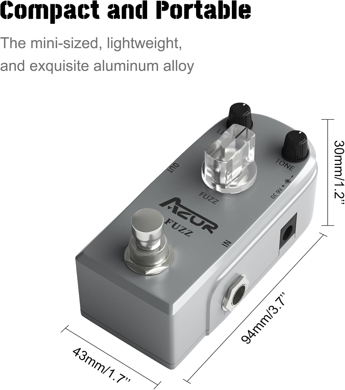 AZOR 5 Band Bass EQ Pedal, Aluminium Alloy True Bypass Equalizer Effect Pedal, Compact Mini Tone Control Pedal for Electric Bass Guitar