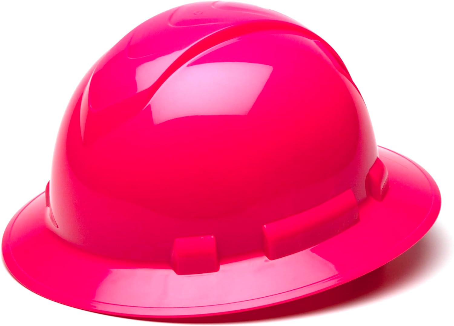 Pyramex Ridgeline Full Brim Hard Hat 4 Point Ratchet White | Full-brim sun & rain protection, HDPE shell, Ratchet suspension, Construction & utility, ANSI Z89.1 Type I Class C/G/E