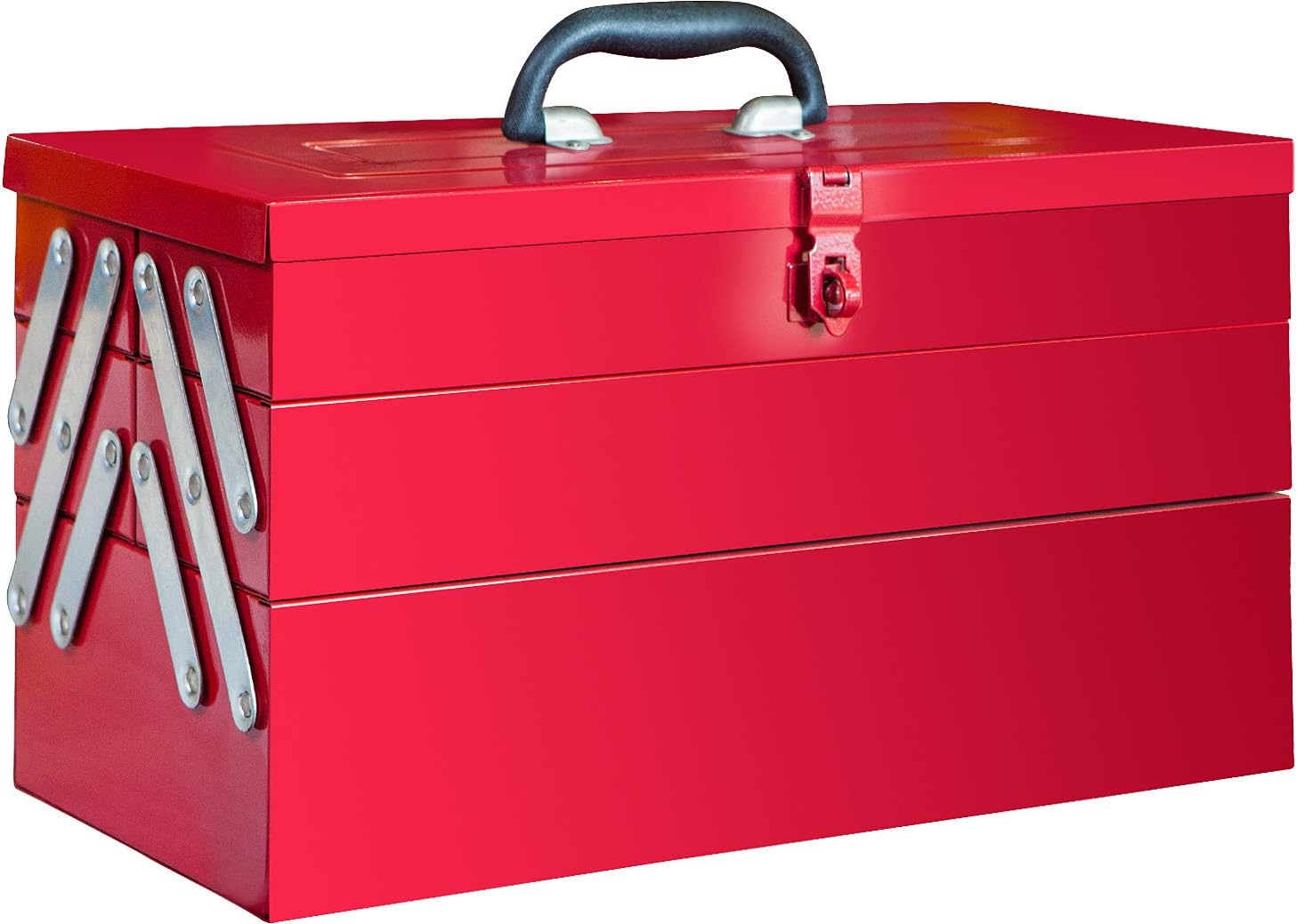 Big Red Torin ATB122R 18" Cantilever Style Portable Steel Tool Box with Trays and Metal Latch Closure, Red
