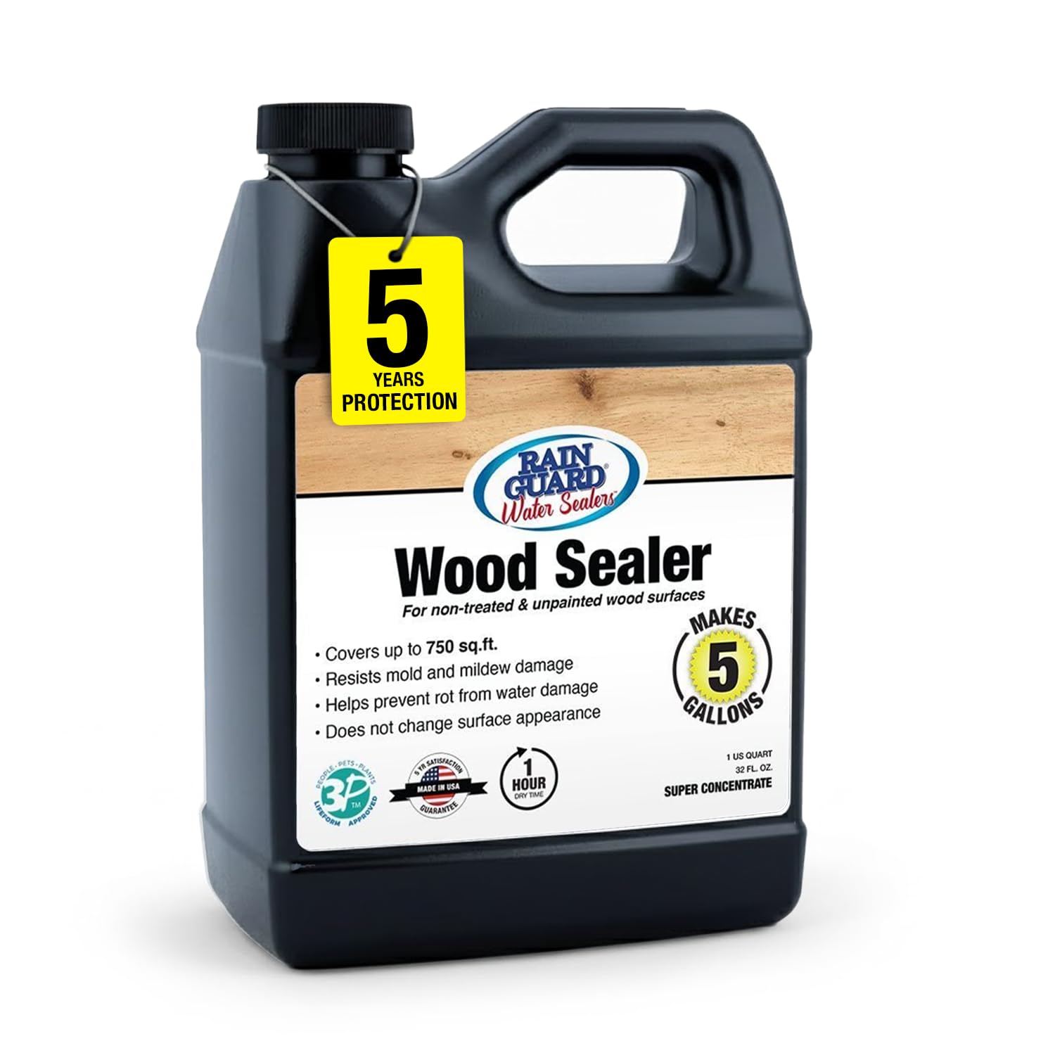Rain Guard Wood Sealer Concentrate | Makes 2 Gallon | Protects Wood from Water Damage, Rotting, and Stains | Water Based Silane/Siloxane | Eco-Friendly | VOC-Free | Natural Finish