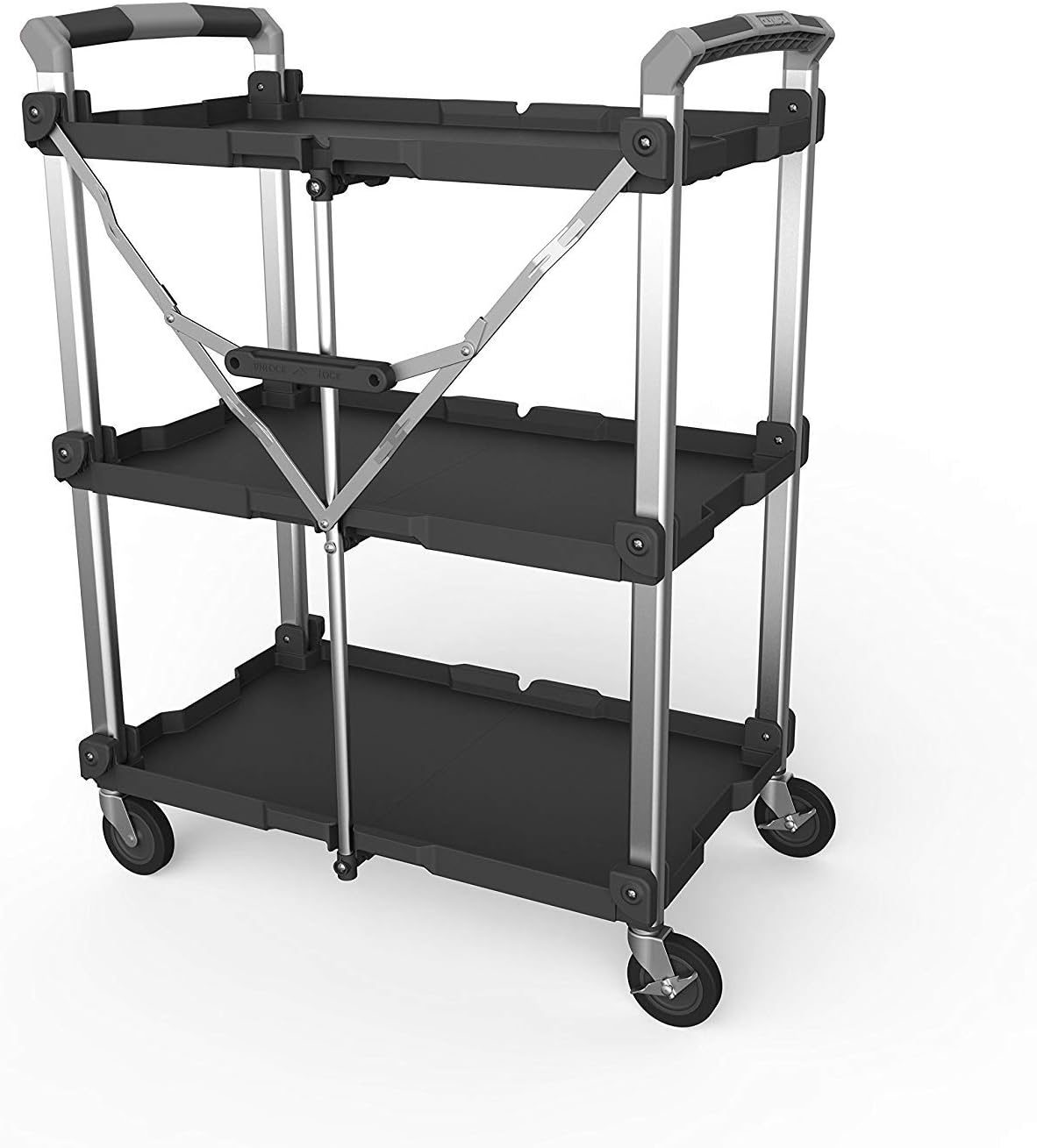 Olympia Tools 85-188 Pack-N-Roll Folding Collapsible Service Cart, 150LB Capacity, Black