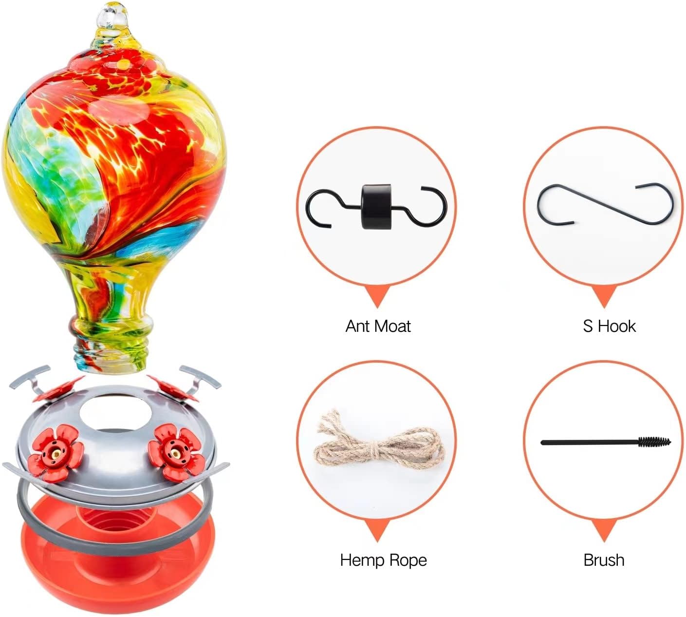 Muse Garden 32OZ Humming Bird Feeder Ant Moat,Gifts for Bird Lover,Gardening Backyard Decor Hummingbird Nectar Capacity,Nebula