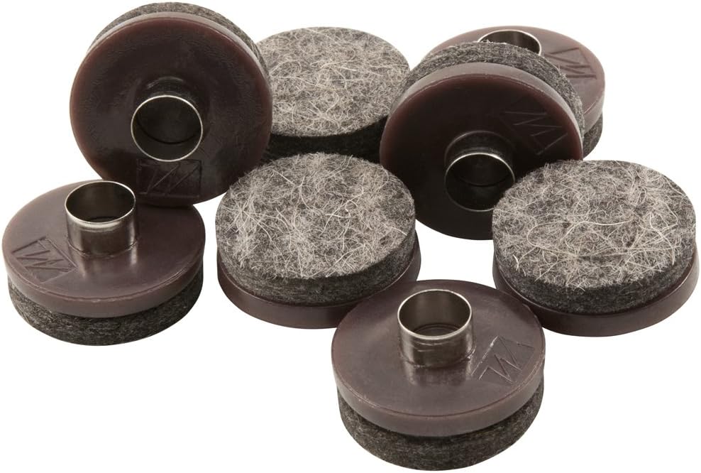 SoftTouch 1" Round Nail-On Felt Furniture Sliders, Protective Heavy-Duty Felt Pads for Wood Furniture and Hard Surfaces, 48-Count, Brown