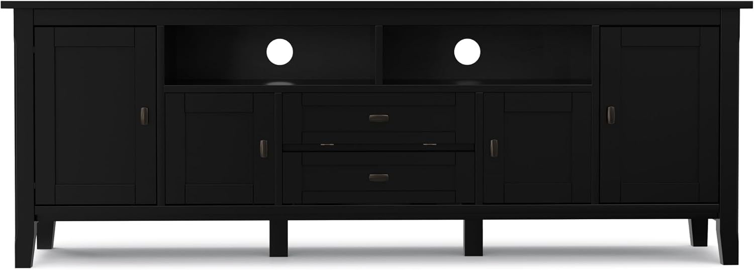 SIMPLIHOME Warm Shaker 47" Wide Solid Wood TV Stand in Light Golden Brown