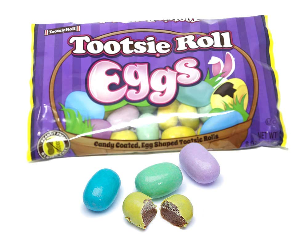 Candy Coated, Tootsie Roll Egg Shaped Candies, Perfect Easter Treats for Baskets or Hunts, 8 oz Bag