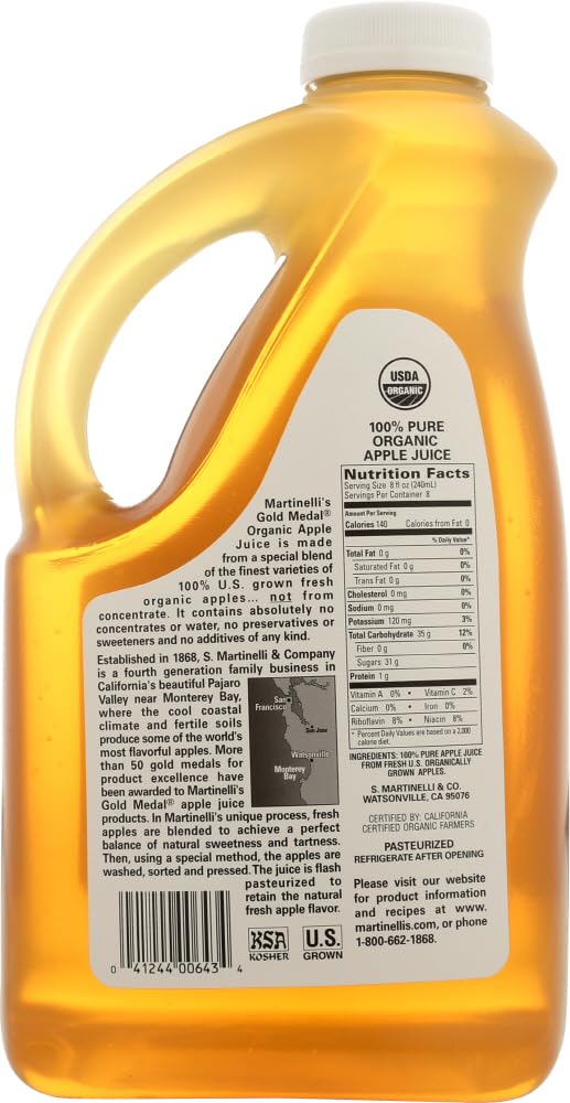 Martinelli's Apple Juice Organic, 64-Ounce (Pack of 6)