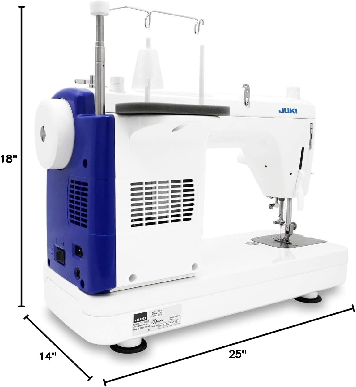 JUKI Haruka TL18QVP White Aluminum Portable Sewing Machine, 25.0 x 18.0 x 14.0 inches, 25.0 pounds