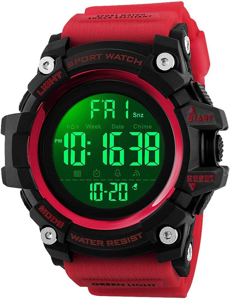 Gosasa Men Sport Watch Countdown Stopwatch Watch Mens Wrist Watch Waterproof LED Electronic Digital Male Watch 12/24 Hour Multifunctional Watch