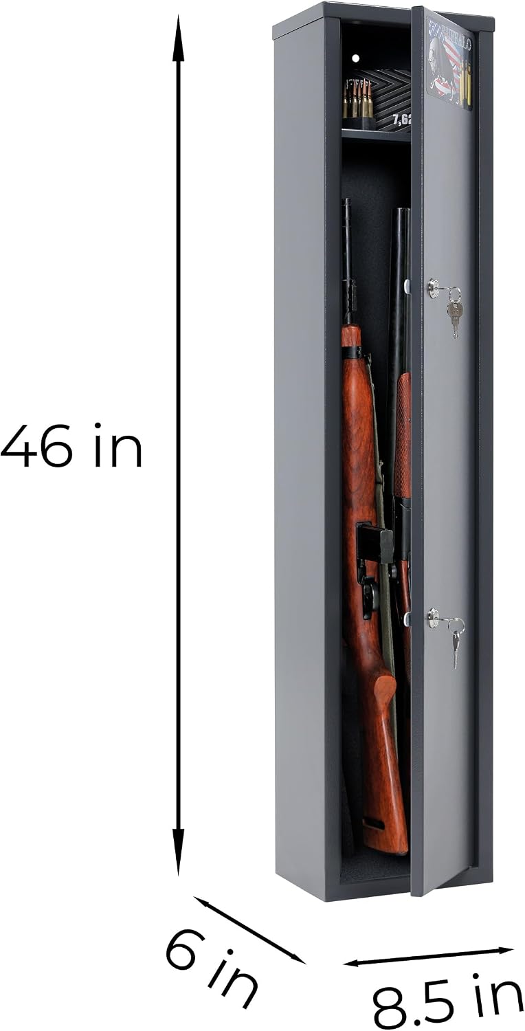 Buffalo 1115 Gun Rifle Safe Storage Cabinet Key Lock with Separate Shelf for Handguns Ammo