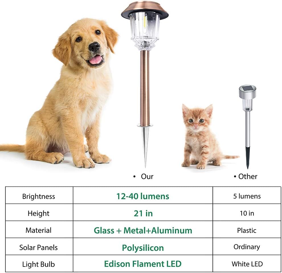 DenicMic Solar Pathway Lights Outdoor Garden Lights Glass Stainless Steel