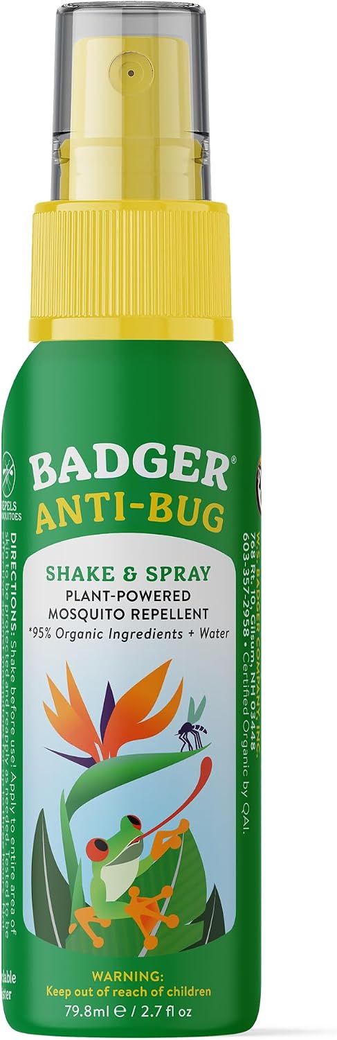 Badger Bug Spray, 3-Hour DEET-Free Mosquito Repellent, Family Friendly, Citronella & Organic Essential Oils, Natural & Vegan Insect Repellent Spray, 4 fl oz Aluminum Bottle