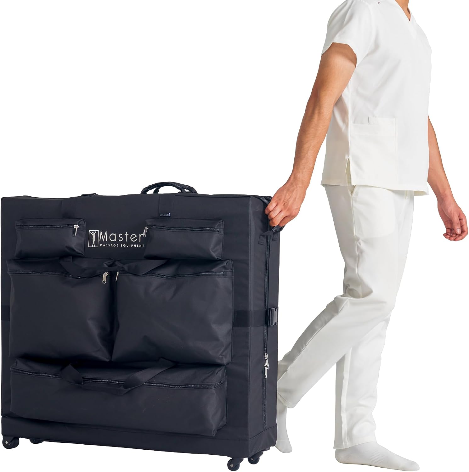 Master Massage Luggage Style Wheeled Massage Table Carrying Case 27” to 32” Width Folding Massage Table- Black
