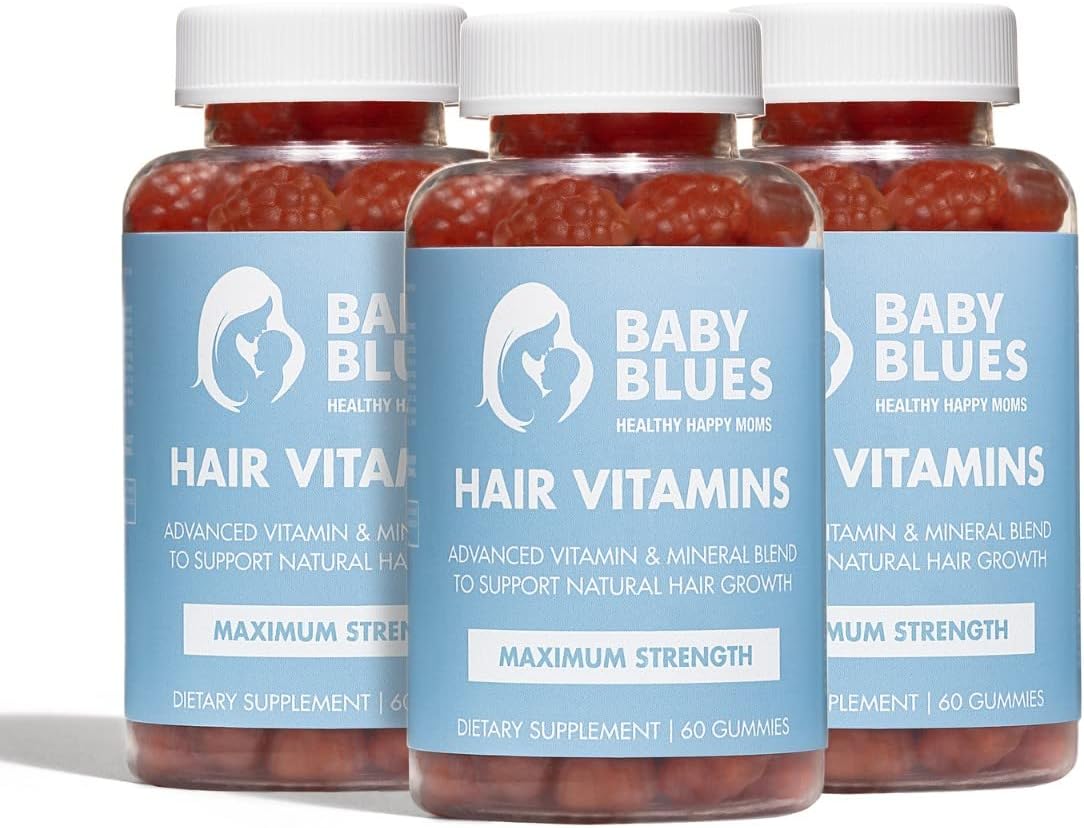 Baby Blues Postpartum Hair Loss Vitamins & Gummies for Women, Biotin & Collagen for Hair Growth Support, Thinning Hair Support