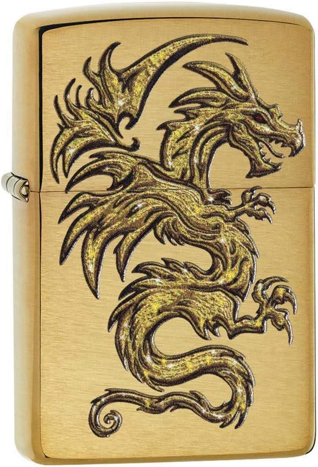 Zippo Dragon Design Brushed Brass Pocket Lighter