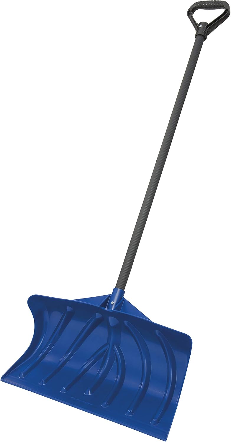 Suncast 20-Inch Snow Shovel and Pusher Combo with Durable Galvanized Steel Wear Strip and Ergonomic D-Grip Handle, Ideal for Driveways, Walkways