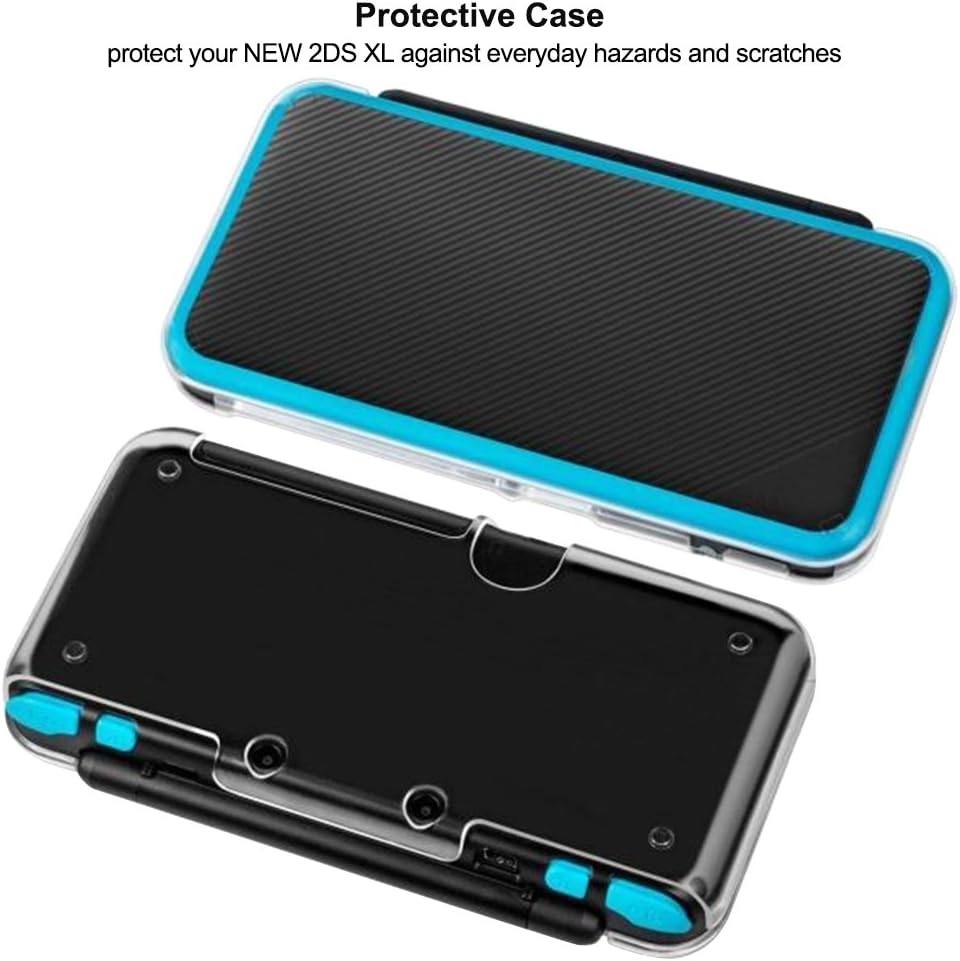Protective Cases Compatible New 2DS XL with Screen Protectors, AFUNTA 1 Crystal Clear Case and 1 EVA Carrying Case for Console