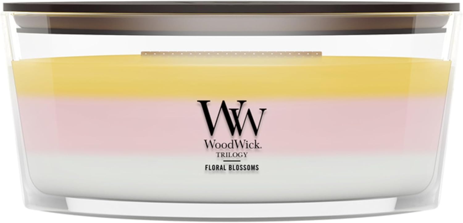 WoodWick Café Sweets Trilogy Holiday Candle Gifts for Women and Men, 9.7 oz Medium Hourglass Trilogy Candle with Crackling Wick