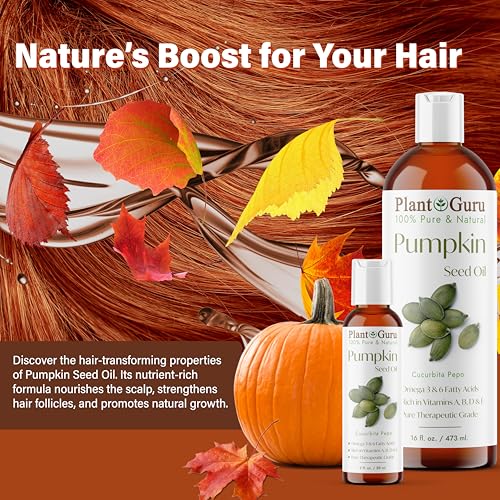 Plant Guru Pumpkin Seed Oil 16 oz. Virgin, Unrefined Cold Pressed 100% Pure Natural – Ideal for Skin, Face, Body