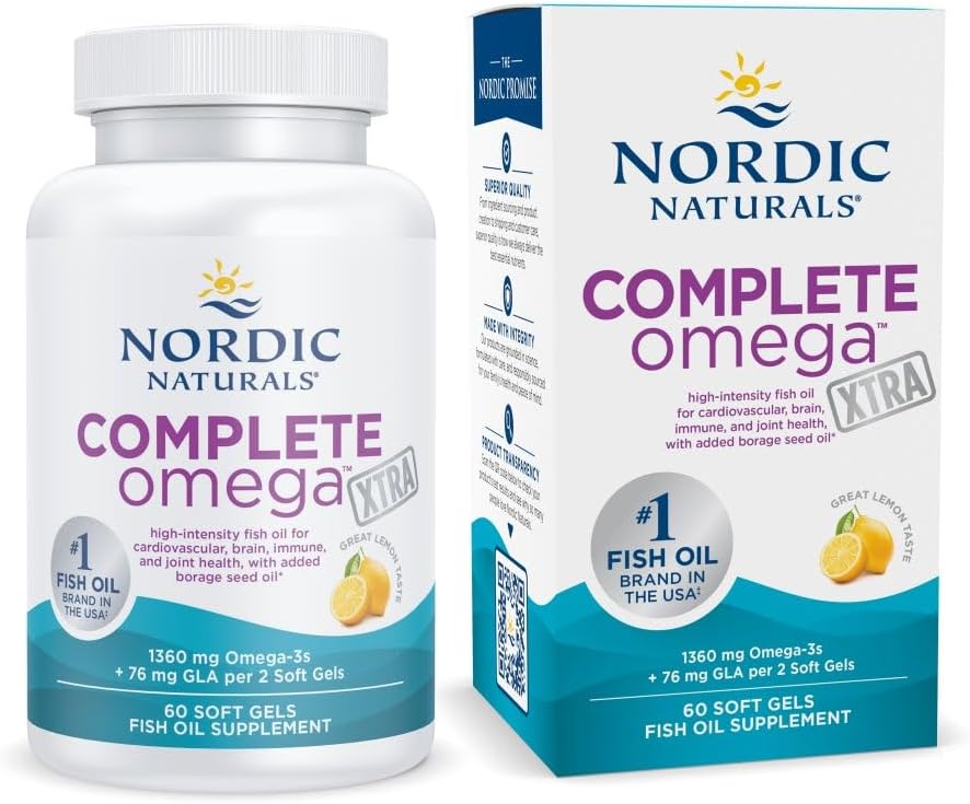 Nordic Naturals Complete Omega Xtra, GLA, Skin & Cognition - 60 Count | 1360 mg omega-3s per serving for brain