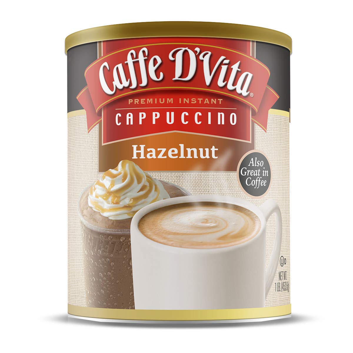 Caffe D'Vita Mocha Cappuccino Mix - 4 lb can (64 oz.) | Instant Cappuccino Mix, Gluten Free, No Cholesterol or Trans Fat, 99% Caffeine Free, Mocha