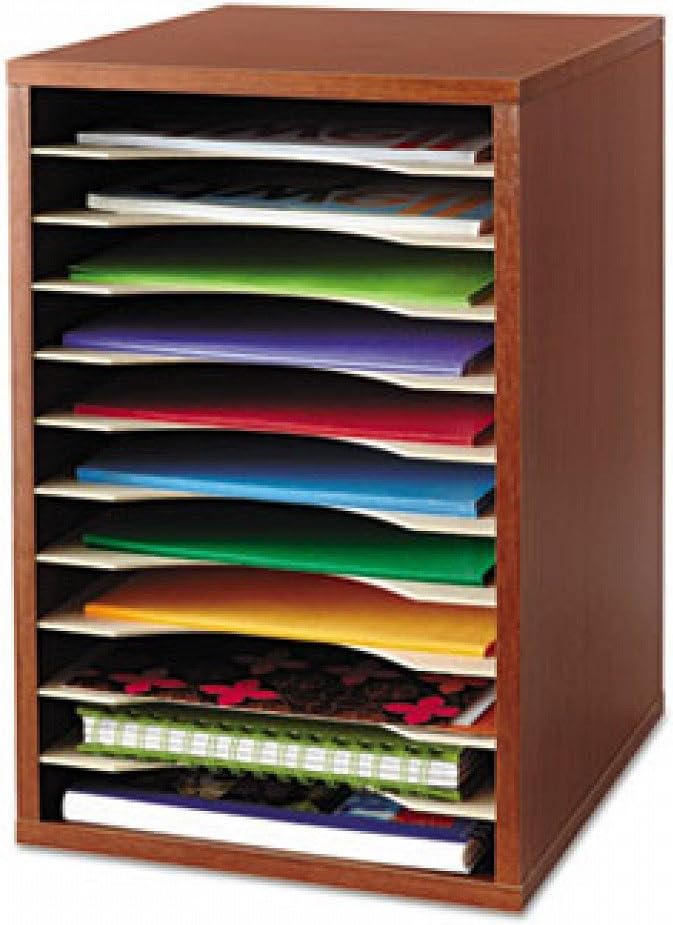 Wood Desktop Literature Sorter, 11 Sections 10 5/8 x 11 7/8 x 16, Cherry