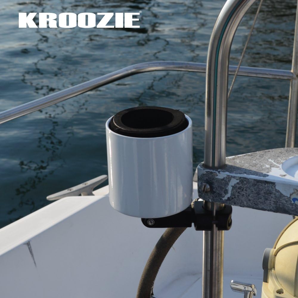 Kroozie Deluxe Bike Bottle Holder – Universal, Stainless Steel Bike Cup Holder for Handlebars – For Vertical or Angled Bars & Drinks up to 48 Oz. – Stroller, Cruiser, & Ebike Accessories
