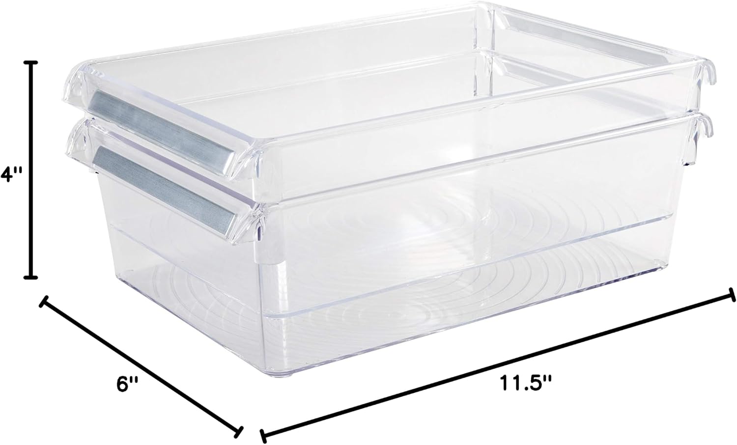 Kitchen Details 2 Pack Medium Refrigerator Storage Bin | Fridge & Freezer | Kitchen Organization | Stainless Steel Handle | Countertop | Cabinets