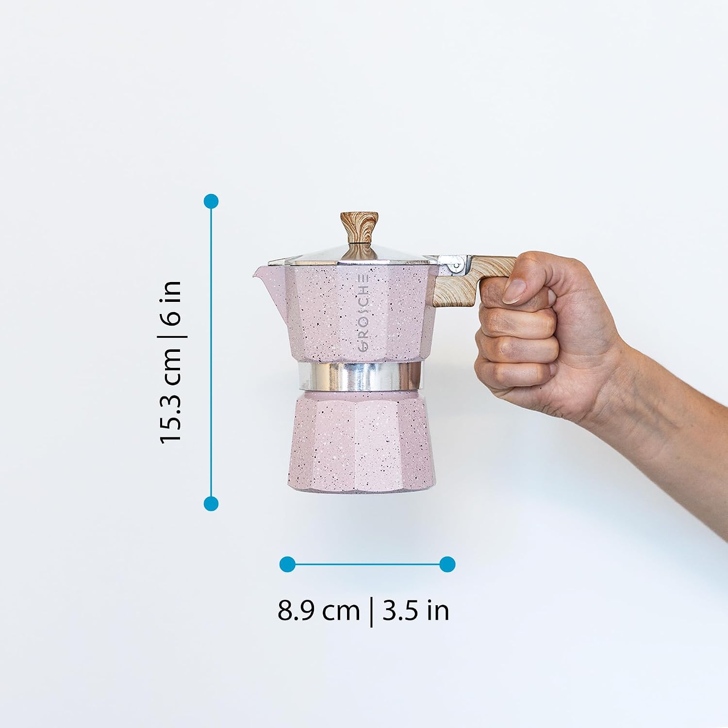 GROSCHE Milano Moka Pot | 9 Espresso Cup - 15.2 oz | Stovetop Espresso Percolator & Coffee Maker – Portable, Ideal for Home and Camping | Cuban Coffee Maker And Italian Moka Pot For Stovetop Espresso; For Gas, Electric, And Propane Stoves With A Soft-Tou…