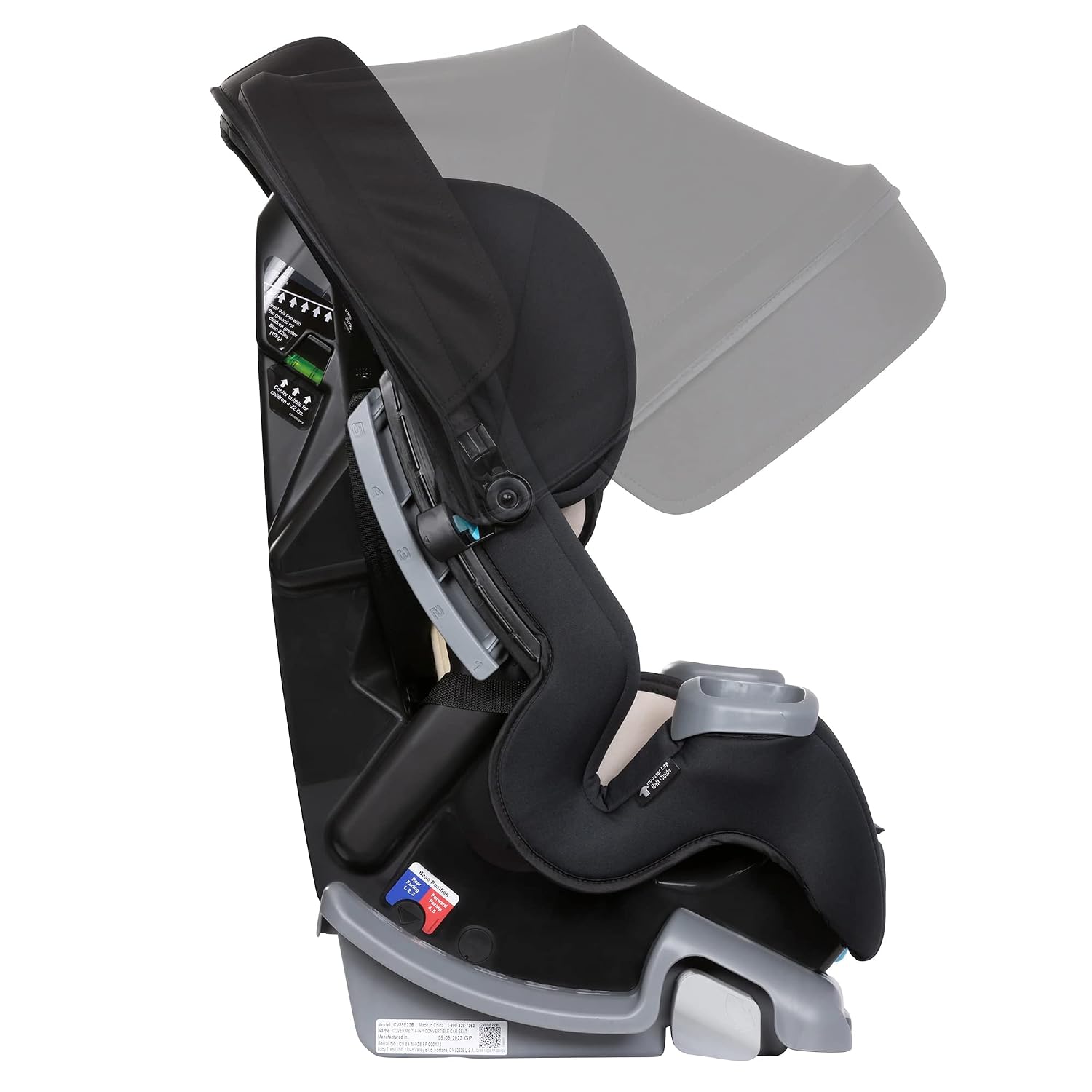 Baby Trend Cover Me™ 4-in-1 Convertible Car Seat, Vespa – Built-in Canopy, 4-Stage Growth System, Plush Comfort Padding, Multi-Position Recline