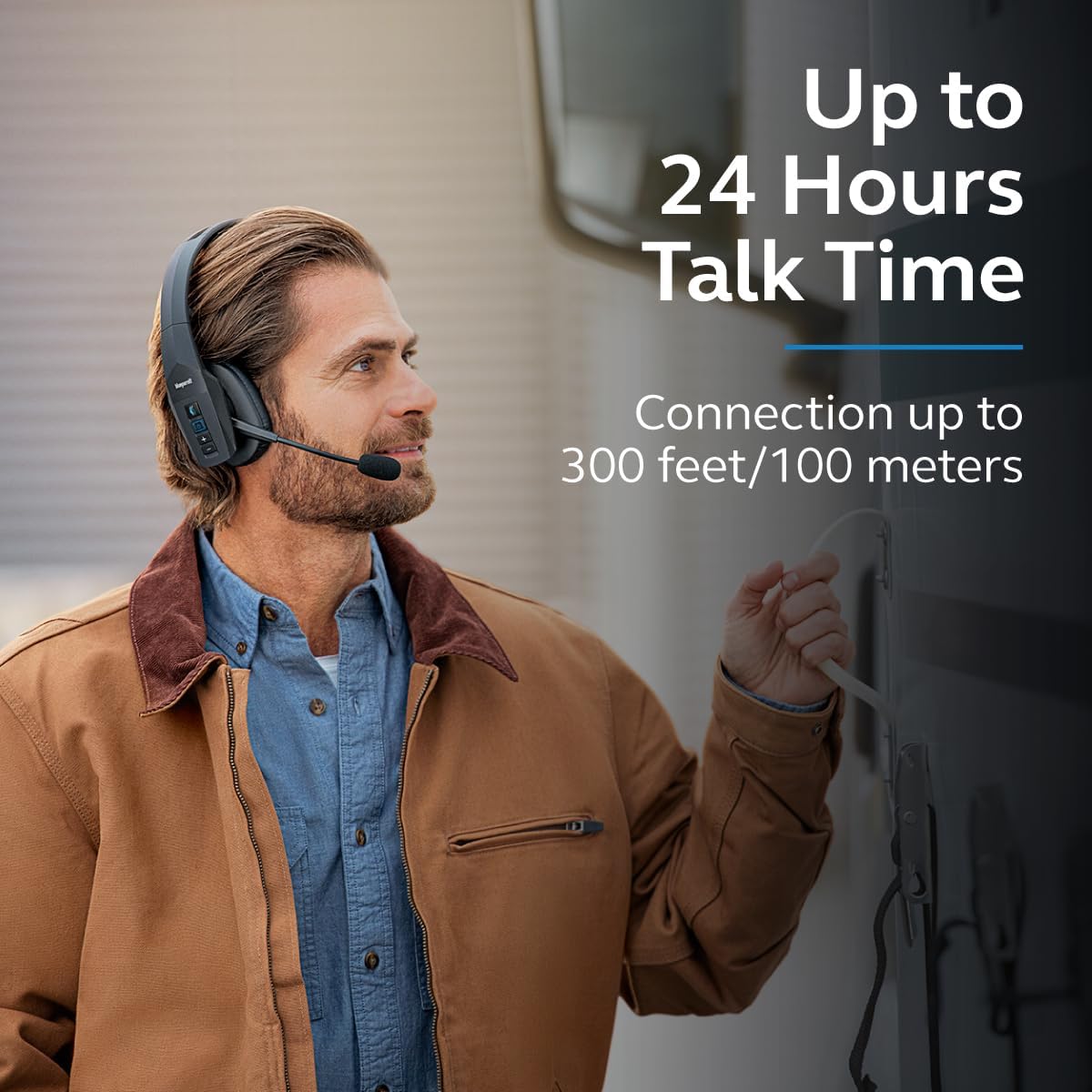 BlueParrott B450-XT Noise Cancelling Bluetooth Headset – Updated Design with Long Wireless Range